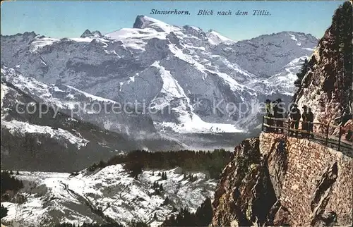 Stanserhorn mit Felsenweg und Titlis Kat. Stanserhorn