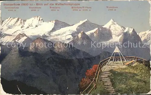 Stanserhorn Aussichtsplattform mit Wetterhorngruppe Kat. Stanserhorn