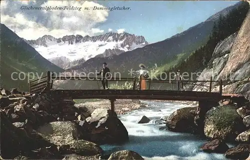 Goeschenen Goescheneralpboden Feldsteg mit Dammagletscher Kat. Goeschenen