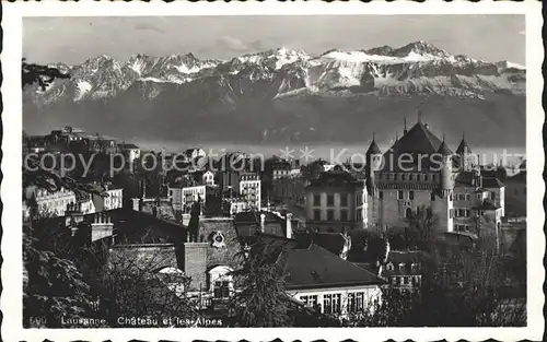 Lausanne VD Chateau et les Alpes / Lausanne /Bz. Lausanne City