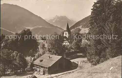 Le Sepey Eglise et la Dent du Midi Kat. Le Sepey