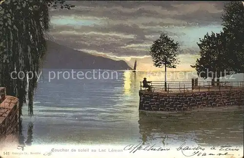 Lac Leman Genfersee Coucher de soleil  / Genf /Bz. Geneve City