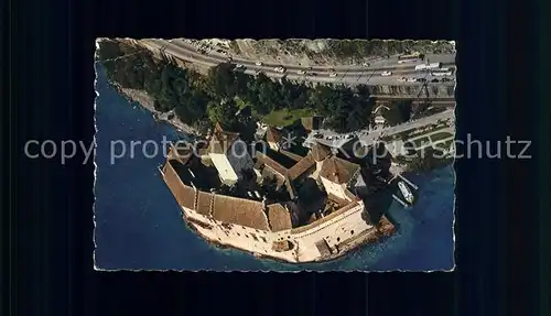 Lac Leman Genfersee Le Chateau de Chillon Vue aerienne / Genf /Bz. Geneve City