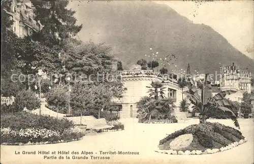 Territet Le Grand Hotel et Hotel des Alpes Partie de la Grande Terrasse Kat. Territet