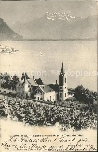 Montreux VD Eglise allemande et la Dent du Midi / Montreux /Bz. Vevey