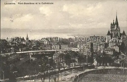 Lausanne VD Pont Bessieres et la Cathedrale / Lausanne /Bz. Lausanne City