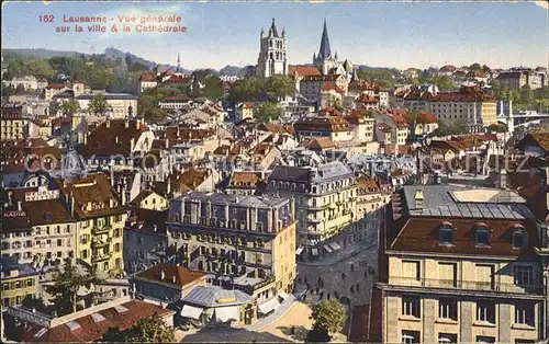 Lausanne VD Vue generale sur la ville et la Cathedrale / Lausanne /Bz. Lausanne City
