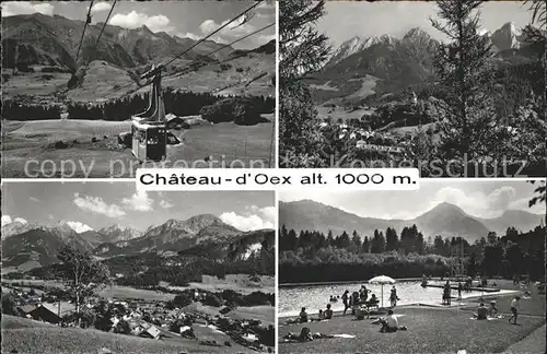 Chateau d Oex Panorama Schwimmbad Schwebebahn Kat. Chateau d Oex