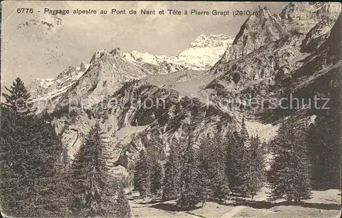 Grand Muveran Paysage alpestre au Pont de Nant et Tete a Pierre Grept Kat. Grand Muveran