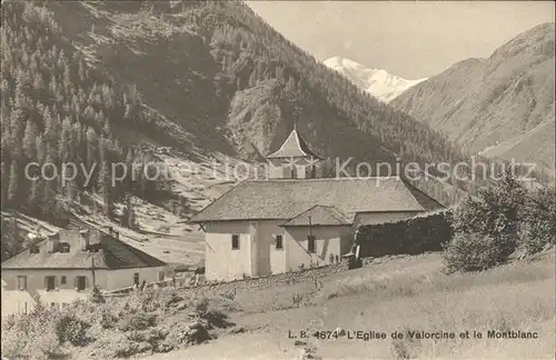 Vallorcine Haute Savoie Eglise et le Mont Blanc Kat. Vallorcine