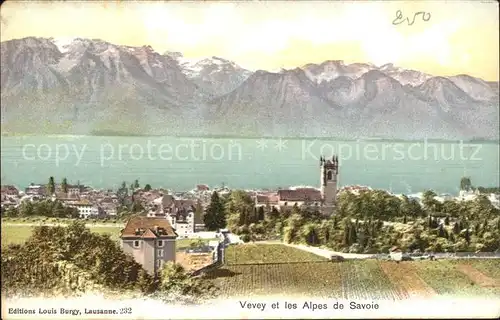 Vevey VD et les Alpes de Savoie Kat. Vevey
