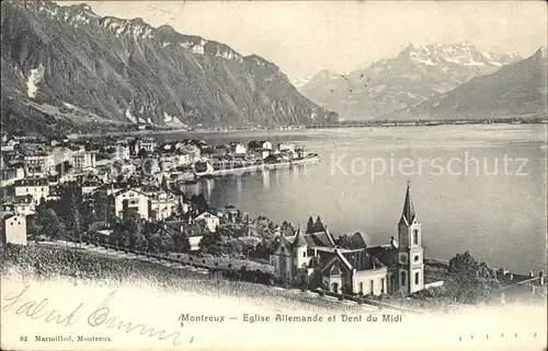 Montreux VD Eglise Allemande et Dent du Midi / Montreux /Bz. Vevey