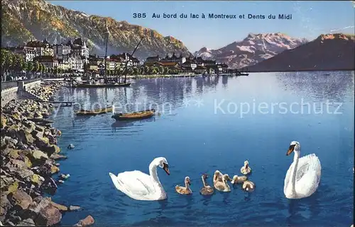 Montreux VD Au bord du lac a Montreux et Dents du Midi / Montreux /Bz. Vevey