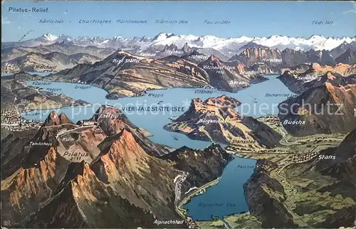 Pilatus Kulm mit Vierwaldst?ttersee Pilatus Relief Kat. Pilatus Kulm