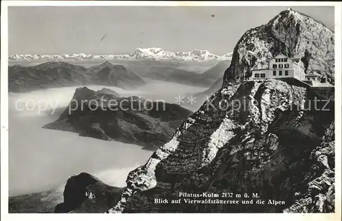 Pilatus Kulm mit Vierwaldst?ttersee und Alpen Kat. Pilatus Kulm