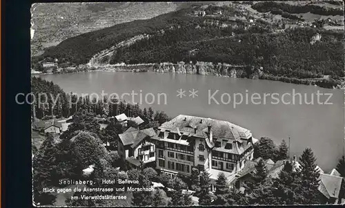 Seelisberg UR Hotel Bellevue mit Axenstrasse und Morschach am Vierwalst?ttersee / Seelisberg /Bz. Uri