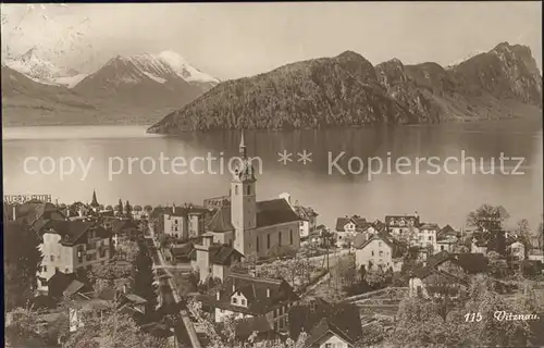 Vitznau mit Vierwaldstaettersee und Alpen Kat. Vitznau