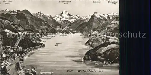 Brunnen SZ Vierwaldstaettersee Panoramakarte Kat. Brunnen