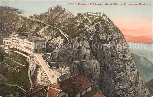 Pilatus Kulm Hotel vom Esel aus gesehen Kat. Pilatus Kulm