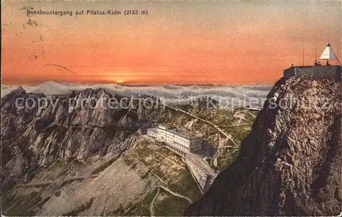 Pilatus Kulm bei Sonnenuntergang Kat. Pilatus Kulm