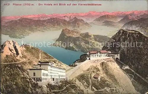 Pilatus Kulm Hotels mit Vierwaldstaettersee und Alpen Kat. Pilatus Kulm