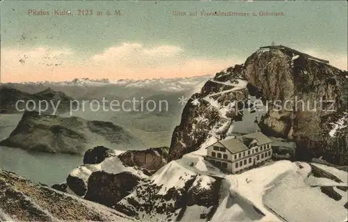 Pilatus Kulm Hotel mit Vierwaldstaettersee und Alpen Kat. Pilatus Kulm