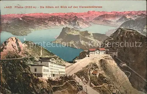 Pilatus Kulm Hotels mit Vierwaldstaettersee und Alpen Kat. Pilatus Kulm