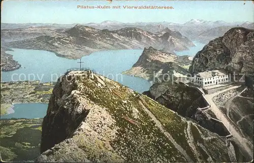 Pilatus Kulm Hotel mit Vierwaldstaettersee und Alpen Kat. Pilatus Kulm