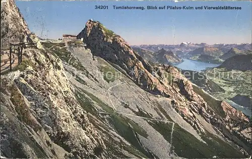 Pilatus Kulm Tomlishornweg mit Vierwaldstaettersee und Alpen Kat. Pilatus Kulm
