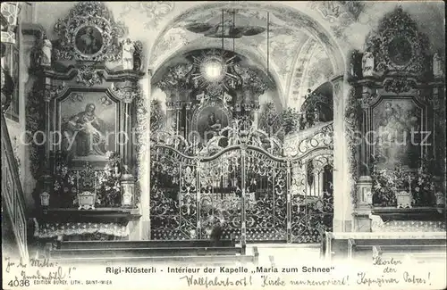 Rigi Kloesterli Interieur der Kapelle Maria zum Schnee Kat. Rigi Kloesterli