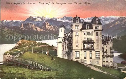 Rigi Kulm Hotel mit Blick auf Schwyzer und Glarner Alpen Kat. Rigi Kulm