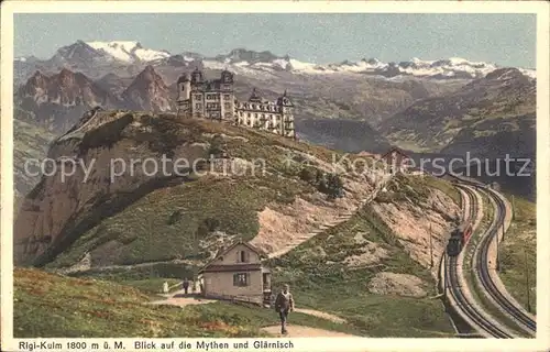 Rigi Kulm mit Blick auf die Mythen und Glaernisch Rigibahn Kat. Rigi Kulm