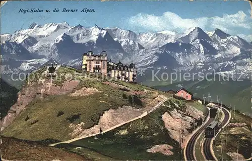 Rigi Kulm mit Berneralpen und Rigibahn Kat. Rigi Kulm