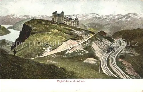 Rigi Kulm Hotel mit Berneralpen und Rigibahn Kat. Rigi Kulm