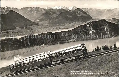 Vitznau Rigibahn mit Unterwaldner und Berner Alpen Kat. Vitznau