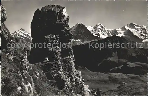 Schynige Platte Oberberghorn Schreckhorn Eiger Moench Jungfrau Kat. Schynige Platte