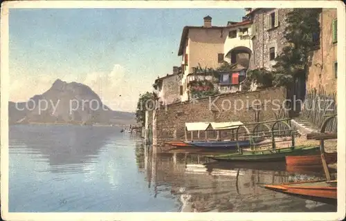 Gandria Lago di Lugano Lago Boote Haeuser Kat. Gandria