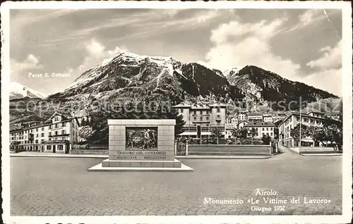 Airolo Monumento le Vittime del Lavoro Giugno 1932 Kat. Airolo