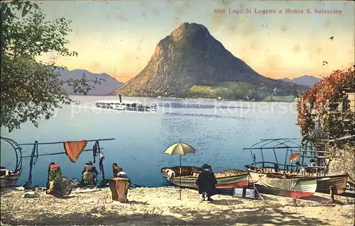 Lugano TI Lago Waschfrauen e Monte San Salvatore Kat. Lugano