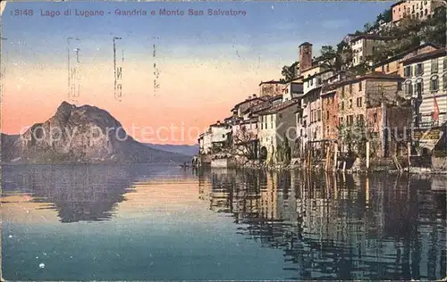 Gandria Lago di Lugano Haeuser e Monte San Salvatore Kat. Gandria