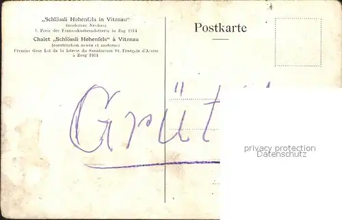 Vitznau Schloessli Hohenfels Kuenstlerkarte Kat. Vitznau