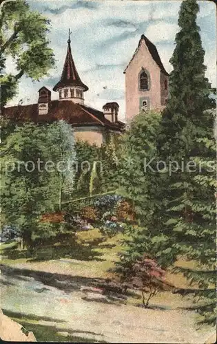 Cham ZG Schloss St. Andreas mit Kapelle Kuenstlerkarte Kat. Cham