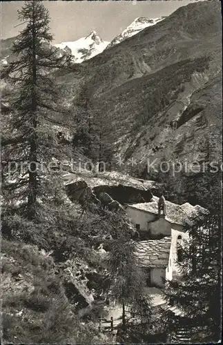 Saas Fee Kapelle zur Hohen Stiege mit Fletschhorn Kat. Saas Fee