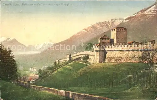 Bellinzona Castello Svitto e Lago Maggiore Kat. Bellinzona
