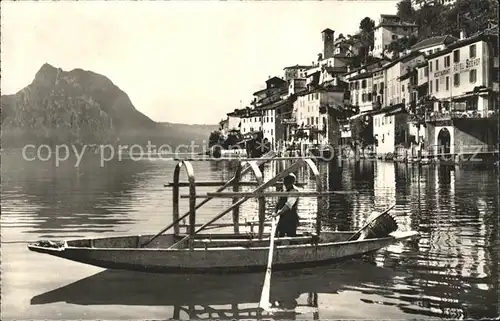 Gandria Lago di Lugano Ortsansicht Fischerboot Kat. Gandria