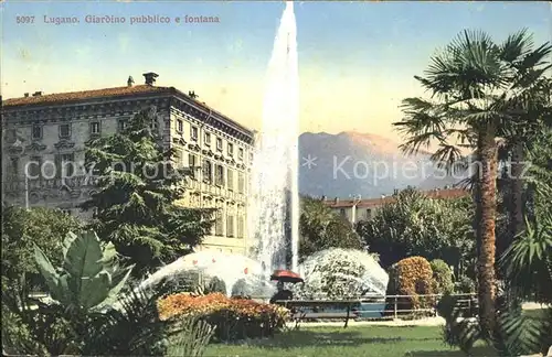 Lugano TI Giardino pubblico e fontana Kat. Lugano