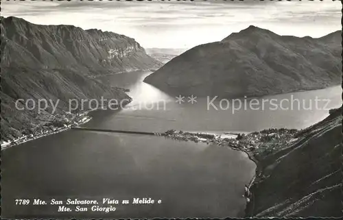 Melide Lago di Lugano Monte San Salvatore e Monte San Giorgio Kat. Melide