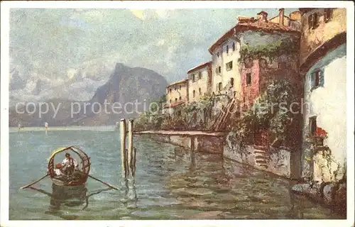 Gandria Lago di Lugano Motivo del Pittore Usadel Kat. Gandria
