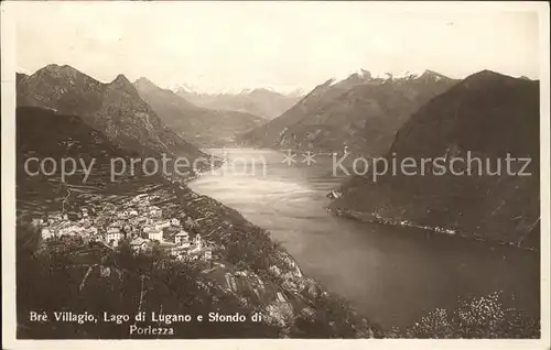 Bre Villaggio Lago di Lugano e Sfondo di Porlezza Kat. Bre