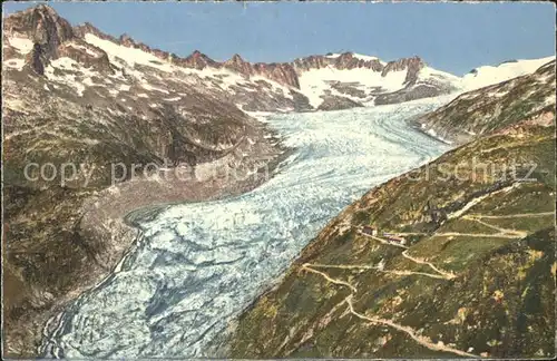 Rhonegletscher Glacier du Rhone mit Furkastrasse Kat. Rhone